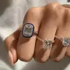 5ct Vintage Halo Cushion Cut White Sapphire Engagement Ring