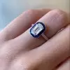 5ct Vintage Halo Cushion Cut White Sapphire Engagement Ring
