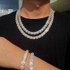 Clustered White Sapphire Unisex Halo Statement Necklace