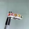 6ctw Princess Cut Rainbow Color Sapphire Eternity Ring