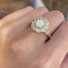 7MM White Opal Vintage Halo Engagement Ring