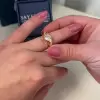 1.3ct Round Cut White Sapphire Asymmetric Engagement Ring