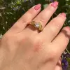 1.3ct Round Cut White Sapphire Asymmetric Engagement Ring