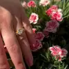 1.3ct Round Cut White Sapphire Asymmetric Engagement Ring