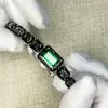 5.3ct Emerald Cut Emerald Enamel Bracelet
