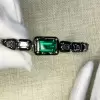 5.3ct Emerald Cut Emerald Enamel Bracelet