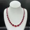 Oval Cut Ruby Choker Necklace in Sterling Silver