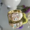 6ct Cushion Cut White Sapphire Three Stone Engagement Ring