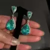 Pear Cut Fancy Blue Sapphire Drop Earrings