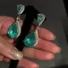Pear Cut Fancy Blue Sapphire Drop Earrings
