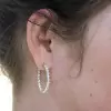35MM Diameter White Sapphire Hoop Earrings