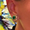 Baguette Halo Colombian Emerald Earclips