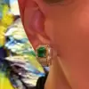 Baguette Halo Colombian Emerald Earclips