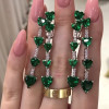 13.15ct Heart Cut Emerald Drop Earrings