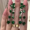 13.15ct Heart Cut Emerald Drop Earrings