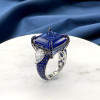 13ct Princess Cut Sapphire Bold Paved Cocktail Ring