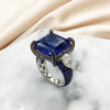 13ct Princess Cut Sapphire Bold Paved Cocktail Ring