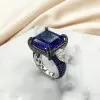13ct Princess Cut Sapphire Bold Paved Cocktail Ring