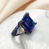13ct Princess Cut Sapphire Bold Paved Cocktail Ring