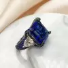 13ct Princess Cut Sapphire Bold Paved Cocktail Ring