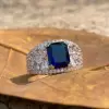 5ct Radiant Cut Sapphire Vintage Engagement Ring