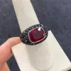 6.7ct Cushion Cut Ruby Bold Paved Ring