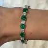 Colombian Emerald & Asscher Cut Diamond Bracelet