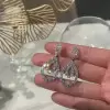 Round Cut White Sapphire Hoop Earrings