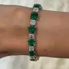 Colombian Emerald & Asscher Cut Diamond Bracelet