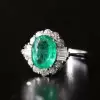 2ct Oval Cut Emerald Vintage Halo Engagement Ring