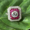 Round Cut Art-Deco Halo Vintage Engagement Ring