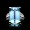 14ct Emerald Cut Light Aquamarine Cocktail Ring