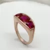 5.5ctw Cushion Cut Ruby Three-Stone Engagement Ring