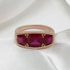 5.5ctw Cushion Cut Ruby Three-Stone Engagement Ring