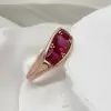 5.5ctw Cushion Cut Ruby Three-Stone Engagement Ring