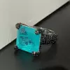 12ct Princess Cut Paraiba Bold Paved Cocktail Ring