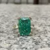 8.5ct Radiant Cut Green Sapphire Engagement Ring