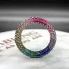 Multicolor Sapphire Inside and Out Paved Eternity Ring