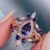 Pear Cut Tanzanite Blue Sapphire Wedding Ring Set
