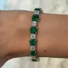 Colombian Emerald & Asscher Cut Diamond Bracelet