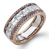 Handmade Two Tone Asscher Cut Sterling Silver Women's Band