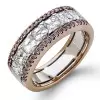 Handmade Two Tone Asscher Cut Sterling Silver Women's Band