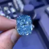 14ct Cushion Cut Aquamarine Engagement Ring