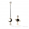 Asymmetrical Star Moon Long Stud Earrings