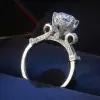 Handmade Round Cut Flower Design Sterling Silver Engagement Ring