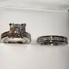 4ct Cushion Cut White Sapphire 2pcs Bridal Set