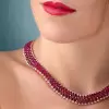 60ctw Round Cut Ruby Three-row Necklace