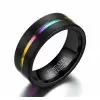 8mm Black Tungsten with 7-Coloful Fashion Men's Ring Band