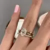 3ct Oval Cut White Sapphire 3pcs Bridal Set in Gold