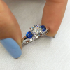 1ct Three-Stone Round Cut White Sapphire Engagement Ring